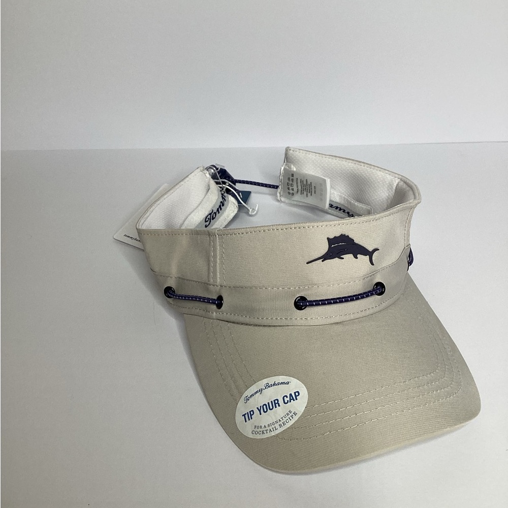 Tommy Bahama Khaki Visor Adjustable Fishing Beach Outdoor Boat Sun Hat Cap NWT
